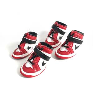 लक्जरी क्लासिक पालतू ट्रेंडी राज गैर-पर्ची खेल वाटरप्रूफ कुत्ते जूते पु चमड़े के कपास हुक पैटर्न स्नीकर्स कुत्ते जूते - Product Image 1