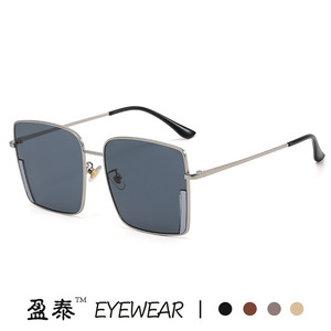 Lunettes de soleil carrées, monture en métal, verres bleu clair, UV400, unisexe - Product Image 5