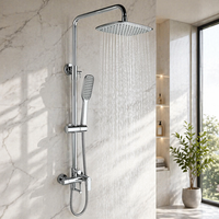 Ensemble de robinetterie de douche murale multifonctionnel HGAO HG-6811 en laiton chromé, design contemporain, avec fonction pluie et inverseur, garantie 5 ans