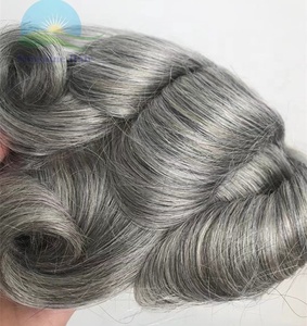 Piezas de cabello <span class=keywords><strong>gris</strong></span> virgen indio tupé barato para hombres reemplazo de cabello 1B 80% tupé <span class=keywords><strong>gris</strong></span> piel ultrafina - Product Image 4