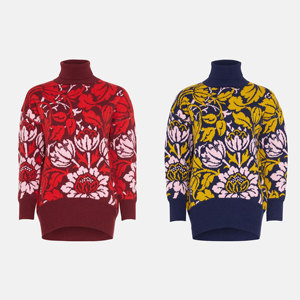 Suéter de Punto para <span class=keywords><strong>Mujer</strong></span>, Estilo Vintage, con Estampado Floral Jacquard, <span class=keywords><strong>Cuello</strong></span> <span class=keywords><strong>Alto</strong></span>, Holgado, Estilo Boho, para Otoño e Invierno - Product Image 3