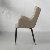 Chaise de salle à manger italienne en cuir de luxe léger, fauteuil moderne haut de gamme avec dossier rembourré