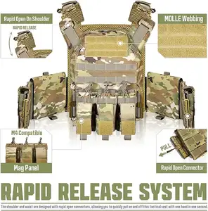Đầu tiên sợi đa chức năng ngụy trang chiến thuật vest phát hành nhanh chóng áo lót cho ngoài trời Quần áo an toàn