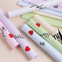 Papier d'emballage pour bouquet floral, papier cadeau à motif floral, fournitures de bricolage, cœurs anglais en forme de cœur, papier d'emballage pour les fêtes, BOPP