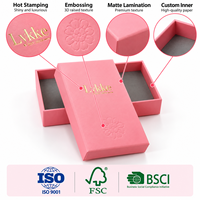 Kotak Kemasan Perhiasan Berkualitas Tinggi dengan Tutup dan Alas Warna Pink, Kotak Karton Atas dan Bawah dengan Logo Kustom