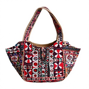 Bolso Tote de Algodón con Patrón Geométrico Tribal Bohemio, con Dos Asas, Bordado a Mano, Diseño Vintage para Viaje - Product Image 3