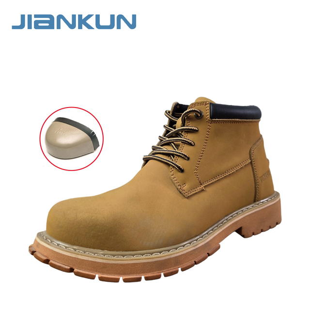 JIANKUN SBP 2024 New Goodyear Heavy Duty Welt Construction Work Boots Genuine Leather Vamp Rubber Sole Steel Toe Safety Shoes
