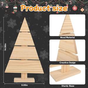 Albero di legno di natale ritagli artigianali a forma di albero incompiuto in legno rustico casa albero decorazione Desktop - Product Image 2