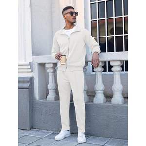 Ensemble de survêtement 2 pièces personnalisé pour homme : veste zippée et pantalon de jogging – Tenue décontractée et respirante pour le sport - Product Image 2