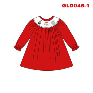 Ensembles de vêtements pour bébés de Noël personnalisés 2022, vêtements pour enfants en coton brodés, tenues pour enfants smockées, vente en gros - Product Image 4