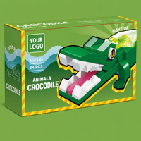 Ensemble de blocs de construction lumineux personnalisés en forme de crocodile, 84 pièces, modèle animal 3D à construire soi-même avec briques STEM lumineuses, jouet OEM, marque privée