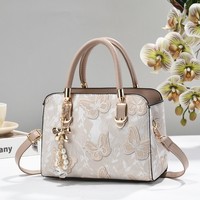 Sac à bandoulière carré imperméable en PU style Mori Girl avec dentelle, chaîne papillon et fermeture éclair, sangle unique