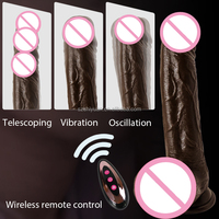 Chiyuan L--410 Ferngesteuerter Silikon-Soft-Dildo mit Saugnapf Braun/Schwarz Heizender Vibrator für Frauen
