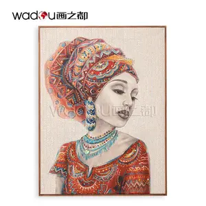 Factory Wholesale 3D Diamond Woman Wall Painting Canvas Decor Paintings Prints with Frame Wall Art Oil Digital Printing Modern