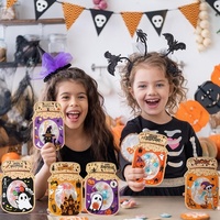 Sac à bonbons transparent coloré en forme de pot, sac de Halloween pour enfants, sac de friandises, sac cadeau auto-adhésif DIY, vente en gros
