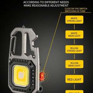 Mini lampe de travail portable, lampe de poche, porte-clés, rechargeable par USB, ouvre-bouteille, diode électroluminescente - Product Image 4