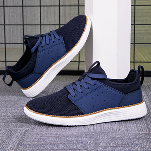 Chaussures décontractées pour hommes respirantes et amorties à lacets, en maille et cuir synthétique, légères pour la marche, printemps-automne - Product Image 3