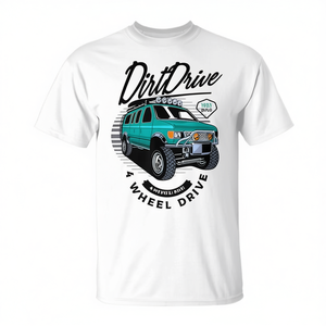 T-shirt Dirt Drive unisexe à col rond et manches courtes, design pour passionnés de 4 roues motrices et tout-terrain - Product Image 3