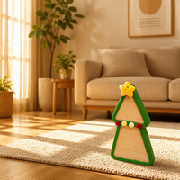 Pohon Natal Kucing Lucu dengan Tiang Garuk Sisal 4 Tingkat, Tempat Tidur Kucing, dan Mainan, Dikemas dalam Karton untuk Kucing Indoor
