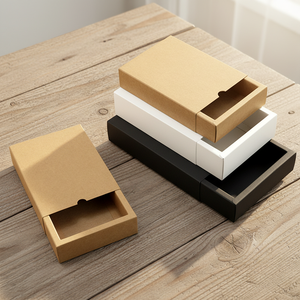 קופסאות אריזה מנייר קרטון מודפסות עם לוגו בהתאמה אישית, קופסאות מתנה נפתחות עם מגירה, קופסאות מתנה מתקפלות מנייר קראפט 2 מ\\\"מ - Product Image 1