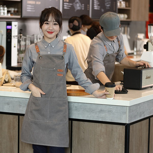 Thickened Waterproof Canvas Unisex Bartender Uniform Apron with Custom Logo OEM/ODM Available In-Stock for Coffee <b>Bars</b> - Product Image 4