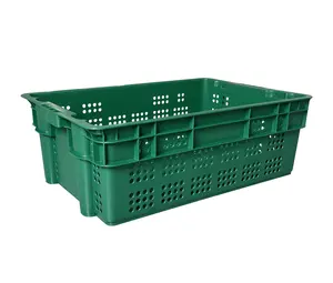 Industrial Warehouse Food Farmer 60x40x20 cm Stackable Nestable Vented Plastic Mesh Fish Crate For Supermarket Moving Crates