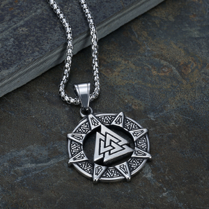 Collar con Colgante <span class=keywords><strong>de</strong></span> <span class=keywords><strong>Runa</strong></span> Vikinga Vintage con el Símbolo Valknut <span class=keywords><strong>de</strong></span> Odín, Guerrero, Mitología Nórdica, Triángulo, Amuleto, Colgante - Product Image 3