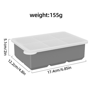 Issili Grand bac à glaçons à 6 compartiments, récipient de stockage pour aliments et aliments pour bébés à usage domestique, boîte de conservation résistante au congélateur - Product Image 5