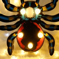 Décoration d'Halloween en forme d'araignée avec lumières LED alimentées par piles, étanche IP44, avec guirlande lumineuse en forme d'étoile, en plastique, pour usage intérieur