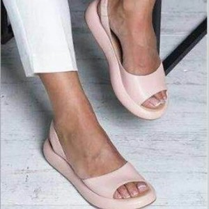 Sandales à lanières sport pour femme, nouveau style été 2020, grande taille européenne/américaine, talon plat plateforme, semelle extérieure en PU, bout ouvert - Product Image 2