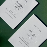 Cartes de vœux personnalisées gaufrées écologiques de haute qualité, cartes d'invitation de mariage, cartes de menu avec impression typographique