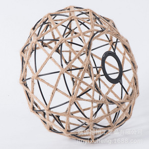Hemp <b>Rope</b> Lampshade Round Brown Handmade Eco Friendly Farmhouse Style <b>Lighting</b> Decor - Product Image 3