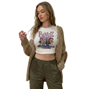 Vintage Bratz Aesthetic Y2K Baby Tee Girls Grunge Goth Animal Print Graphic Crop Top Slim Fit Summer T-<b>shirt</b> Harajuku Streetwear - Product Image 2