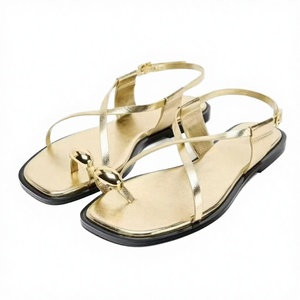Sandalias Planas para Mujer, Primavera, Otoño, Verano, Parte Superior de PU, Antideslizantes, Color Dorado Marrón, Punta Abierta, Chanclas de Moda, Venta al por Mayor - Product Image 3