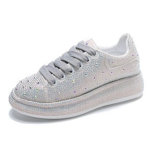 Colección Europea 2026, Nuevas <span class=keywords><strong>Zapatillas</strong></span> Deportivas con Plataforma y Pedrería para <span class=keywords><strong>Mujer</strong></span>, Tallas Grandes, con Cordones Delanteros, Transpirables, de PU, Estilo Deportivo Casual - Product Image 1