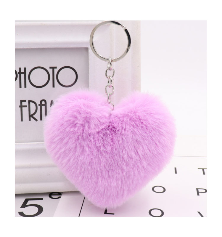 柔らかくかわいいハート型ファーボールポンポンキーホルダーぬいぐるみ