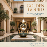 Grande statue de gourde en métal, sculpture en acier inoxydable poli miroir pour la décoration intérieure de hall d'hôtel et les éléments aquatiques