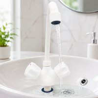 Robinet de salle de bain moderne en plastique à double poignée et à un seul trou, à poser sur le plan