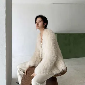 2022 Autumn And Winter New Korean Version Of Fur Real Fur Jacket Women's Long-Sleeved Medium Length Raccoon Fur Coat