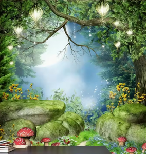 Papel Tapiz Vinílico/PVC 3D 18D Impermeable, <span class=keywords><strong>Bosque</strong></span> de Fantasía, Hongos Mágicos, Faroles Brillantes, Paisajes Naturales, Murales para Sala de Estar, Dormitorio, Habitación Infantil - Product Image 3