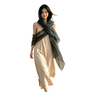 Écharpe en Soie Véritable Légère et Élégante Style Vacances, Motif Plaid Creux Polyvalent, Protection Solaire, Châle d'Extérieur pour Femme – Vente en Gros Usine - Product Image 5