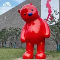 Sculpture en fibre de verre de mascotte de poupée lapin Ours Violent de dessin animé, style célébrité d'Internet, Zhang Zhanzhan, rouge, petite décoration extérieure