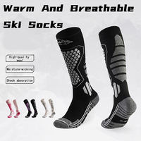 Chaussettes de ski chauffantes en laine mérinos thermique à compression sportive en coton imprimées numériquement, antidérapantes, professionnelles et personnalisées