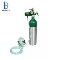 Mini M6 1L Cylindre d'oxygène médical portable en aluminium avec régulateur à index de valve 15L 25L/min, Masque à oxygène, Canule nasale, Sac