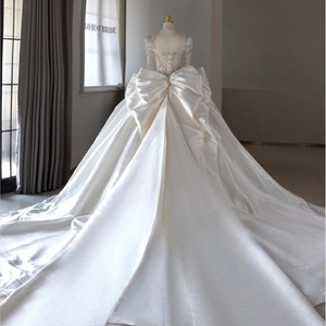 S1398T 2026 Custom High Quality Bridal Gown Long Sleeve Lace Trailing Chapel Train Wedding Dress - Product Image 2