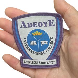 Factory Customized Eco-Friendly Embroidered Woven Fabric Iron-On School & University <b>Badge</b> for Garments and Hats - Product Image 2