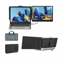 Moniteur pliable personnalisé de 14 pouces, 360 degrés, avec panneau IPS Full HD, double moniteur portable S1, extension d'écran pour ordinateur portable, compatible avec Windows et Mac