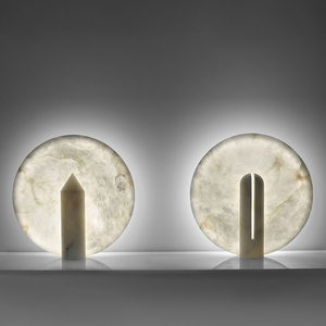 Natural Alabaster Table Lamp Minimalist Sculptural with Soft Glow Handcarved Geometric Desk lamp for Bedroom Living Room Hotel - Product Image 4