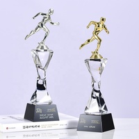 Trophée en cristal pour marathon, récompense en métal pour coureur, base noire pour champion/1er/2e/3e finaliste, coupe sportive en verre