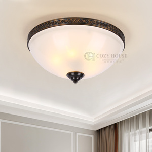 Đèn Trần màu đen retro, Chao đèn thủy tinh tròn, đèn trang trí phòng ngủ - Product Image 5